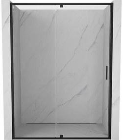 Mexen Exo, 1-krídlové dvere do otvoru 140x200 cm, 6mm číre sklo, čierny profil, 819-140-000-70-00