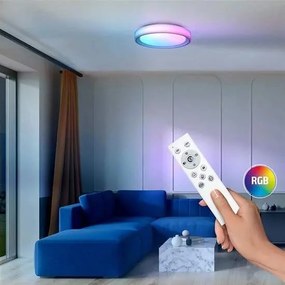 Solight LED osvetlenie s diaľkovým ovládačom Floco, 30W + 6W RGB, 2100lm, 40cm, zmena chromatickosti, stmievateľná