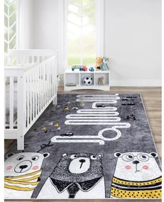 JUNIOR 52107.801 umývací koberec Medvede, zvieratá, ulice pre deti protišmykový - sivá Veľkosť: 80x150 cm