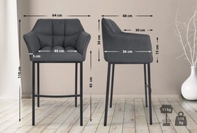 Barová stolička Damaso B - filc, čierny 4-nohý rám - Sivá