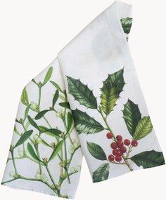Ľanové kuchynské utierky Holly & Mistletoe, 2 ks