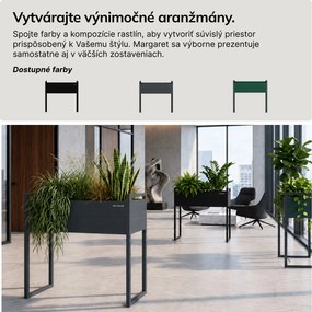 Vysoký kovový kvetináčový kryt fľaškovo zeleno-antracitový, 1000x1000x380 mm: MARGARET H
