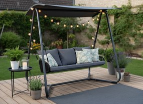 Garden Line ZÁHRADNÁ HOJDAČKA S PLETENÝMI OPIERKAMI RÚK 180 x 139 x 185 CM ANTRACIT PREMIUM