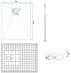 Rea Magnum Carrara, SMC sprchová vanička 90x120, biela-kamenný vzor, REA-K7006