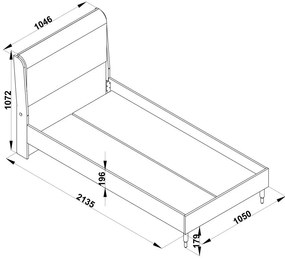 Študentská posteľ 100x200 Magnus - dub sofia/šedá