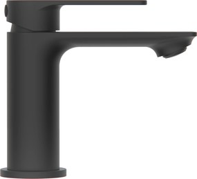 Invena Rikia, umývadlová batéria + odtoková zátka ClickClack, h-128, čierna matná, INV-BU-24-104-A
