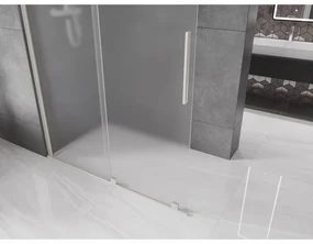 Mexen Velar, sprchová zástena s posuvnými dverami Walk-in 150 x 200 cm, 8mm sklo námraza, brúsená oceľ, 871-150-000-33-97