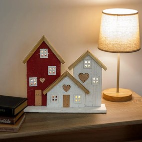 Drevená LED dekorácia DOMČEKY