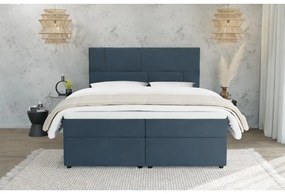 Tmavomodrá boxspring posteľ s úložným priestorom 140x200 cm Lola – Ropez