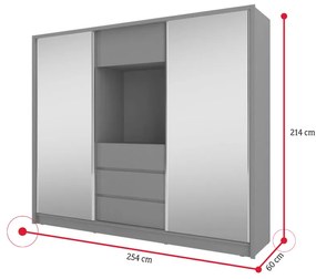 Šatníková skriňa S TV - grafit / 254