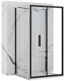 Rea Rapid Fold, 3-stenný sprchovací kút so skladacími dverami 80 (dvere) x 90 (stena) x 195 cm, 4mm číre sklo, čierny profil, KPL-09911