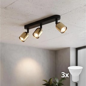 LED bodové svietidlo TOP 3xGU10/10W/230V čierna/zlatá