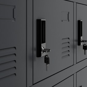 Sociálna skrinka s priehradkami KAROL, 900 x 1850 x 400 mm, antracitová