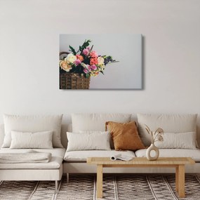 Obraz košíka s kvetinami (90x60 cm)