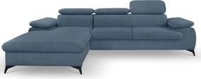 Rohová sedacia súprava Scala, denimovo modrá látka, ľavý roh