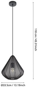 Eglo 43994 - Luster na lanku 1xE27/40W/230V pr. 33,5 cm čierna