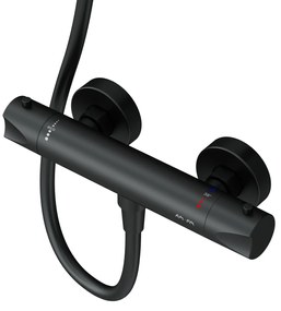 Ručná sprchová súprava AM.PM Hit F428TA46 s termostatickou sprchovou batériou, čierna