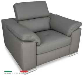 Moderná kožená sedacia súprava LOREN II 3+1+1, sivá (madras - 128 grey)