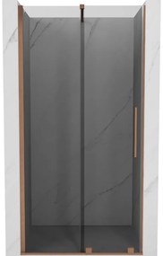 Mexen Velar, posuvné sprchové dvere do otvoru 110 cm, 8mm šedé sklo, medená matná, 871-110-000-41-65