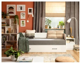 Jednolôžková rozkladacia posteľ 80 cm BRW Tetrix 13 (lesk biely) (s úl. priestorom). Akcia -35%. Vlastná spoľahlivá doprava až k Vám domov. 1098494