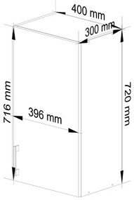 Horná kuchynská skrinka LIMA W40 D1 H720 biela / dub sonoma