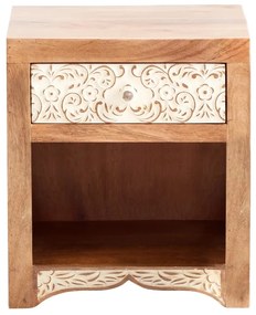 furniture-nabytek.cz - Masívny nočný stolík Delhi z mangového dreva, lakovaný, hnedý – 40×40×45 cm
