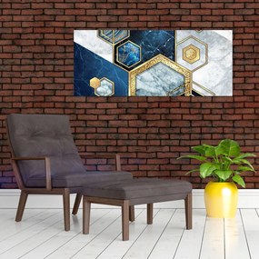 Obraz - Mramorové hexagóny (120x50 cm)