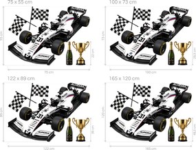 Biela formula F1 textilná preliepateľná nálepka na stenu arch 75 x 55 cm