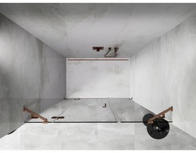 Mexen Lunar, ľavé otočné sprchové dvere 160 cm, 8mm číre sklo, medený matný profil, 834S-160-050-65-00-L