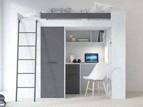 Poschodová posteľ 90 cm Vivian (L) (s roštom) (dub craft + grafit). Vlastná spoľahlivá doprava až k Vám domov. 1048520
