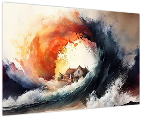 Obraz - Vo víre povodne, akvarel (90x60 cm)