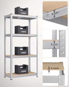 Dílenský regál Busta 80 cm stříbrný/hnědý