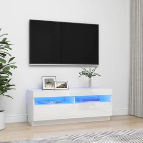 TV skrinka s LED svetlami lesklá biela 100x35x40 cm