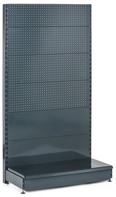 Predajný regál jednostranný, perfo steny, 2200 x 1000 x 450 mm, prídavný, antracit