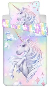Bavlnené detské obliečky na jednolôžko 140x200 cm Unicorn "Pastel Rainbow" – Jerry Fabrics