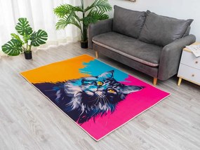 Koberec s motívom mačky – pop-art štýl, viacfarebný Rozmer: 120x170 cm
