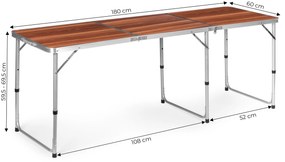 Skladací stôl, hnedá doska, 180 x 60 cm
