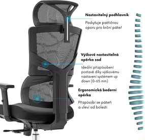 Kancelárska ergonomická stolička Neoseat ALINE — čierna, nosnosť 150 kg
