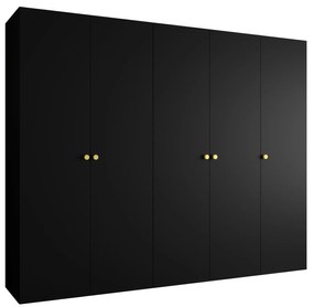 Šatníková skriňa 250 cm Parna 1 (čierna + zlatá). Akcia -20%. Vlastná spoľahlivá doprava až k Vám domov. 1125895