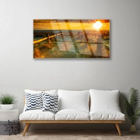 Obraz na akrylátovom skle Západ slnka architektúra 100x50 cm