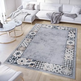 Protišmykový koberec / behúň CRYSTAL PRINT sivý / béžový