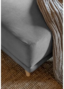 Sivá menčestrová rozkladacia rohová pohovka (pravý roh/do "U") Lazy Lukka – Miuform