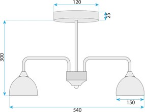 Toolight Toolight, stropné svietidlo 3xE27, G084-3C, čierna-zlatá-šedé sklo, OSW-09701