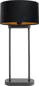 Stolná lampa čierna s čiernym oválnym tienidlom 35 cm - Thijmen