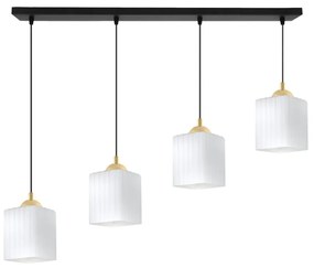 Závesné svietidlo Riffle Square, 4x biele sklenené tienidlo, b/g