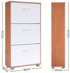 InternetovaZahrada Skrinka na topánky 115x60x24 cm - buk/biela