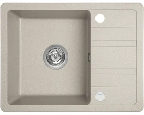 Laveo Stella, 1-komorový granitový drez 580x440x163 mm s krátkym odkvapávačom, béžová, LAV-SBY_413T