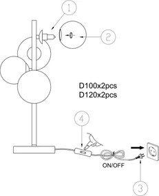 ONLI - Stolná lampa PALOMA 4xG9/10W/230V 48 cm zlatá