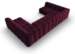 Vínovočervená zamatová rohová pohovka (do "U") Kendal - Micadoni Home