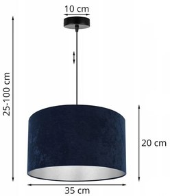 Závesné svietidlo MEDIOLAN, 1x modré/chrómové textilné tienidlo
